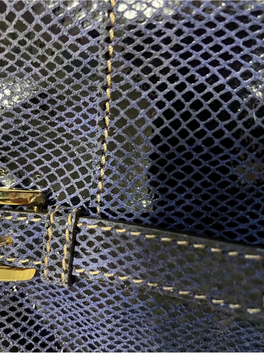 Michael Kors Navy Textured Shoulder Tote with Gold Plaque